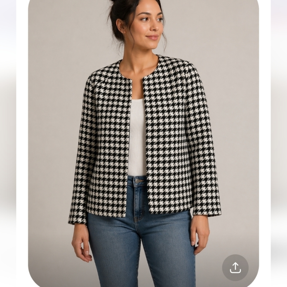 NWT SIX FIFTY CLOTHING Houdstooth Cape Wren Jacket Small Black White